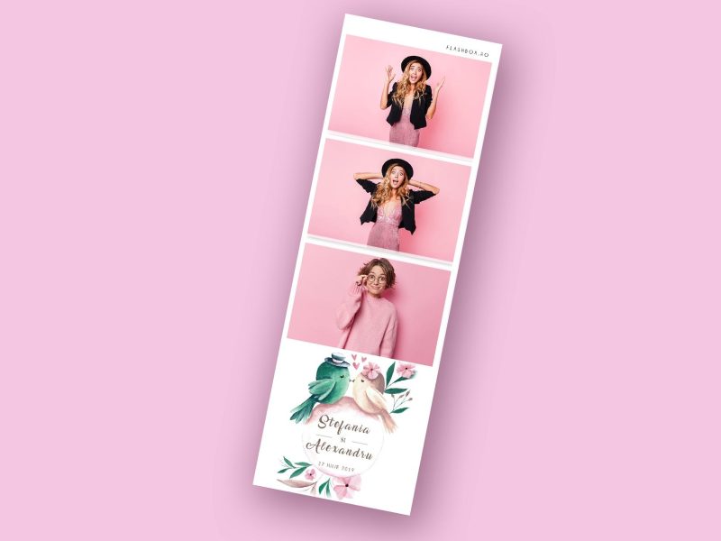 172-Template-Cabina-Foto-Nunta-10x15cm-orientare-landscape-kissing-birds-doves-and-pink-flowers-Design-Photobooth-3-Cadre_Print